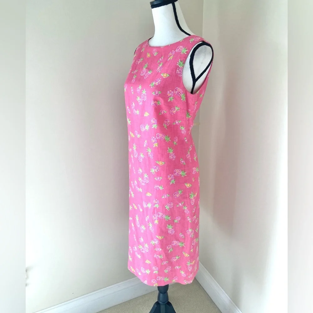 Vintage Talbots Pineapple Print Sleeveless Shift Dress with Cardigan Size 8